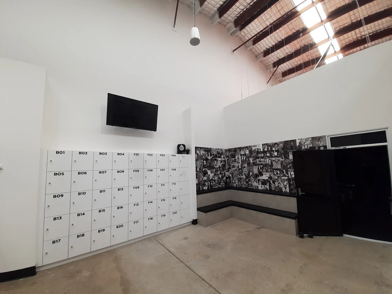 TV mounted at height.